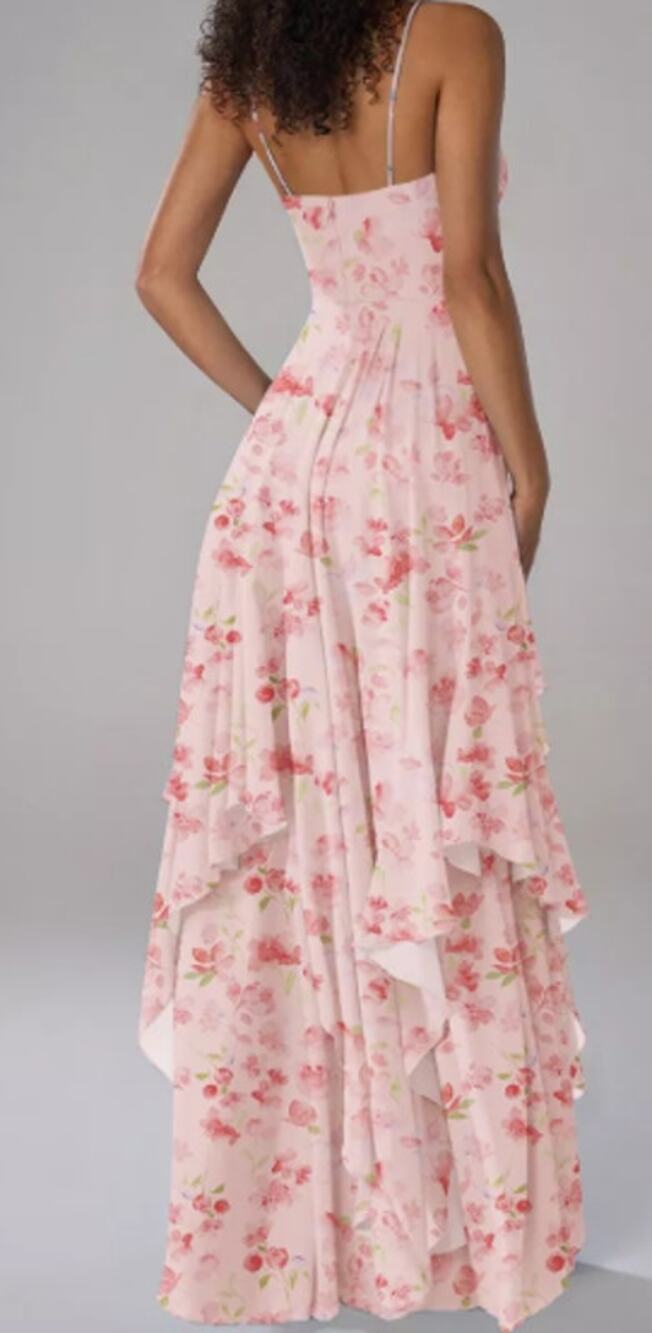 AW BRIDAL 6 S chiffon floral peach blossom breeze Arabella maxi dress NEW 0B18